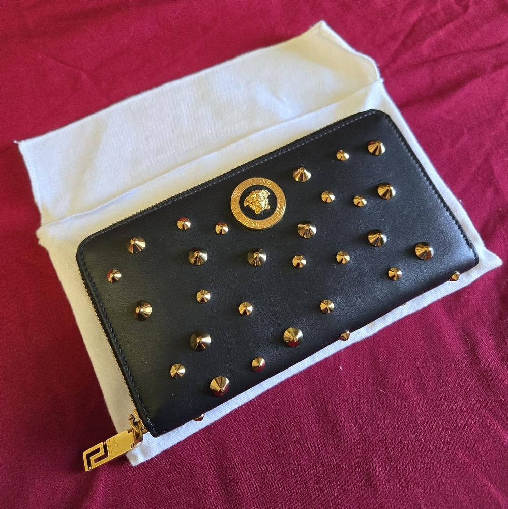 Black and Gold Studded Versace Wallet